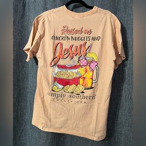 Simply Southern Peach T-Shirt with Chicken Nuggets and Jesus Design